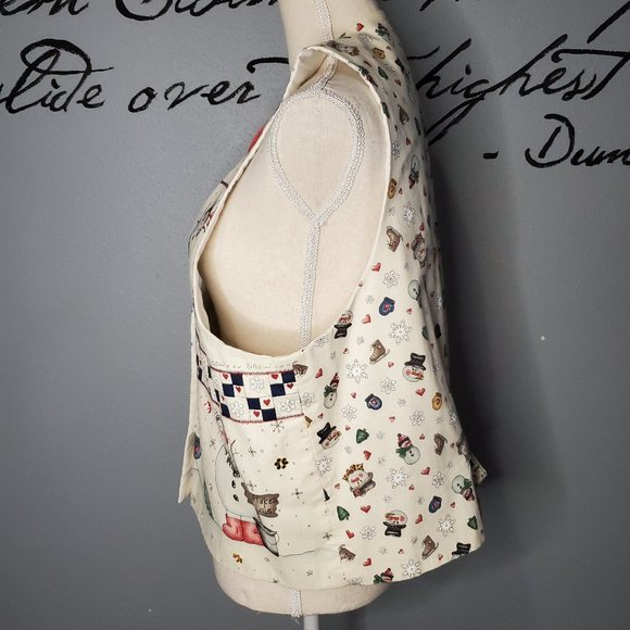 Christmas Vest with Snowmen, Festive Handmade, M/L - Picture 2 of 4